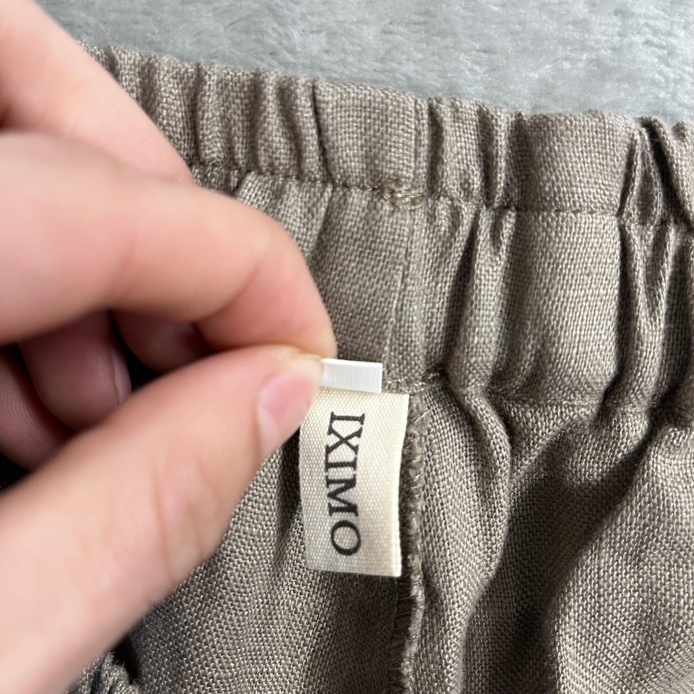 IXIMO Pants Womens XL Beige 100% Linen Straight Leg Elastic Waist Ankle Boho - Picture 6 of 12